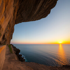 cliff_below_the_sea_sunset_no_people_clear_sky_without_clouds