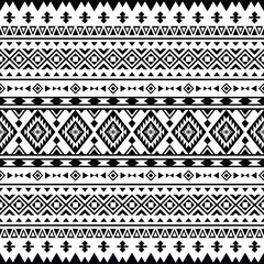 Tribal unique ornament background design with geometric abstract shapes. Seamless ethnic pattern. Folk style. Black and white colors. Design for textile, fabric, curtain, rug, ornament, background.