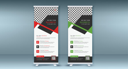 Roll up banner design template, vertical, abstract background, pull up design, modern x-banner, rectangle size. exhibition display, Marketing, Promotion