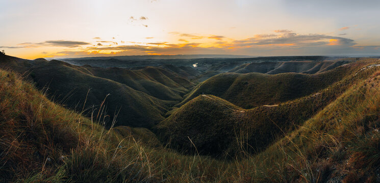 A beautiful view of indonesian paradise at Wairinding hills at Waingapu, East Sumba, East Nusa Tenggara, Indonesia.