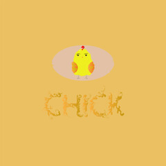 a cute chick on a yellow background and the words 