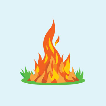 Vector cartoon style illustration of bonfire. Icon for web. Isolated on white background.