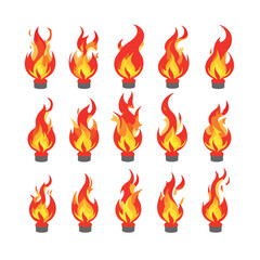 collection of fire icons. fire illustration in different forms. collection illustration.