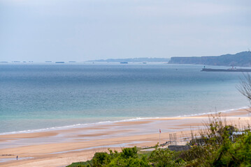 Omaha beach in Normandy, France. Site where D-Day started. - obrazy, fototapety, plakaty