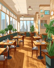 A restaurant's interior. (Generative AI)