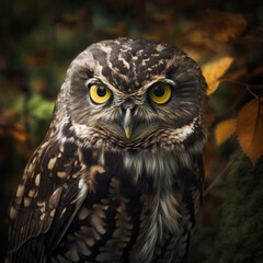 Fototapeta premium In the quiet of the forest, an owl hoots, a beautiful symphony in the midst of biodiversity and conservation efforts. AI Generative.