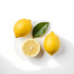 Fresh Whole And Sliced Lemon Top View Illustration
