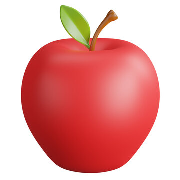 3d of red apple with isolated.