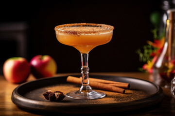 Autumn-themed apple cider margarita with spices