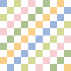 Checkerboard multicoloured vector seamless pattern. Geometric abstract background. Checkered surface design.
