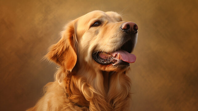 A painting of a golden retriever dog 