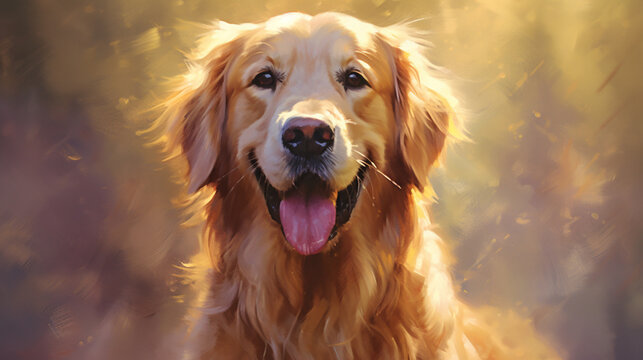 A painting of a golden retriever dog 