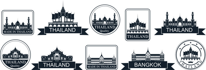 Obraz premium Thailand set. Isolated Thailand on white background