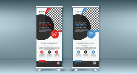 Professional Business Roll Up Banner. corporate Roll up background for Presentation. Vertical roll up, x-stand, exhibition display, Marketing, Promotion