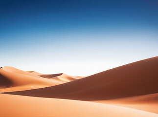 Fototapeta na wymiar Landscape view of desert with blue sky background, created with generative AI technology