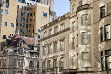 Fototapeta na wymiar Row of Beautiful Old Residential Buildings on the Upper East Side of New York City