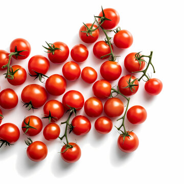 Tomatoes Group Top View White Background Illustration
