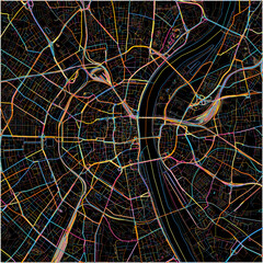 Colorful Map of Koln, North Rhine-Westphalia with all major and minor roads.