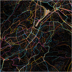 Colorful Map of Stuttgart, Baden-Wuerttemberg with all major and minor roads.