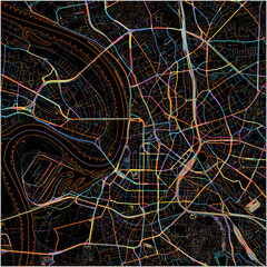 Colorful Map of Dusseldorf, North Rhine-Westphalia with all major and minor roads.