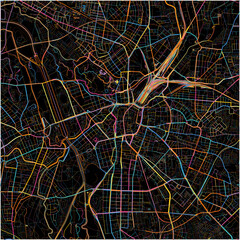 Colorful Map of Leipzig, Saxony with all major and minor roads.