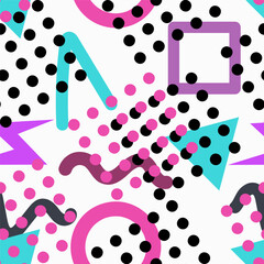 Seamless pattern 90s. Bright pattern. abstract objects. Popular concept.