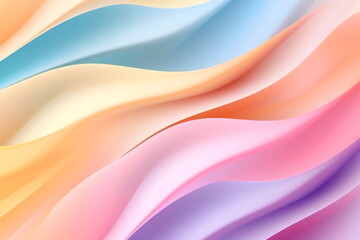 Fototapeta premium Abstract rainbow textile waves background. Curved wave in motion. A soft background with a pastel-colored gradient. Fashion color trends. Soft focus