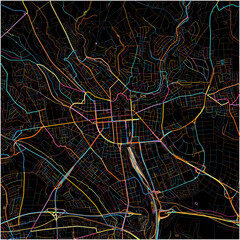 Colorful Map of Wiesbaden, Hesse with all major and minor roads.