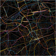 Colorful Map of Gelsenkirchen, North Rhine-Westphalia with all major and minor roads.