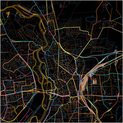 Colorful Map of HalleSaale, Saxony-Anhalt with all major and minor roads.