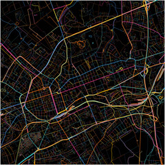 Colorful Map of Krefeld, North Rhine-Westphalia with all major and minor roads.