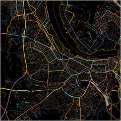 Colorful Map of Rostock, Mecklenburg-Western Pomerania with all major and minor roads.