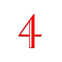 Fototapeta premium Red digits with shadows on transparent background