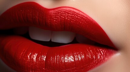Obraz premium Creative Makeup Design of rad Lips Generated by AI