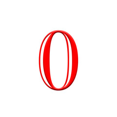 Red digits with shadows on transparent background