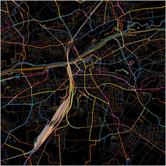 Colorful Map of Hamm, North Rhine-Westphalia with all major and minor roads.