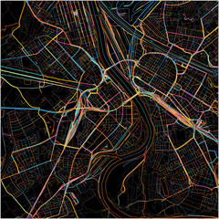 Colorful Map of LudwigshafenamRhein, Rheinland-Pfalz with all major and minor roads.