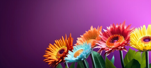 Spring banner for 8 march, mother's day, colorful vibrant bouquet of various flowers. Generative AI