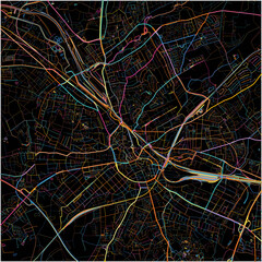 Colorful Map of Osnabruck, Lower Saxony with all major and minor roads.