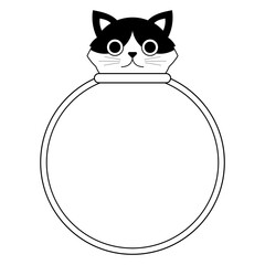 cute cat round frame