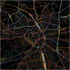 Colorful Map of Ingolstadt, Bavaria with all major and minor roads.