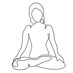 Continuous Line Drawing Of Women Fitness Yoga Concept Vector Health Illustration 