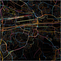 Colorful Map of Wolfsburg, Lower Saxony with all major and minor roads.