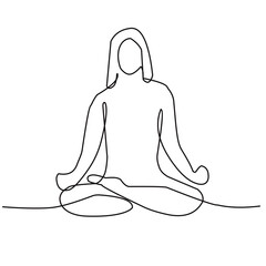 Continuous Line Drawing Of Women Fitness Yoga Concept Vector Health Illustration 