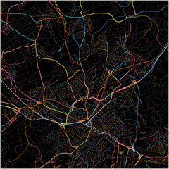 Colorful Map of Reutlingen, Baden-Wuerttemberg with all major and minor roads.