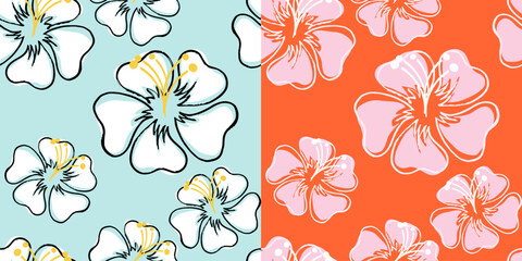 Vector seamless pattern with tropical flowers © Ірина Столярова