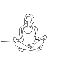 Continuous Line Drawing Of Women Fitness Yoga Concept Vector Health Illustration 