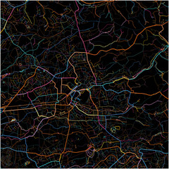 Colorful Map of BergischGladbach, North Rhine-Westphalia with all major and minor roads.