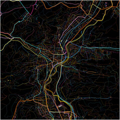 Colorful Map of Jena, Thuringia with all major and minor roads.