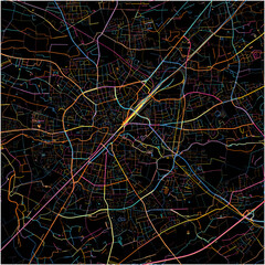 Colorful Map of Gutersloh, North Rhine-Westphalia with all major and minor roads.